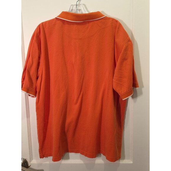 Alan Flusser Golf Polo Shirt Orange Short Sleeve White Trim Size L - Picture 3 of 7